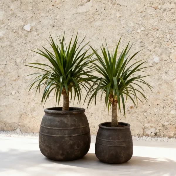 Aged Stone Round Urn Vase